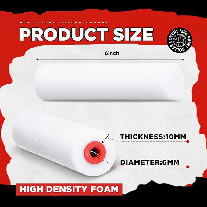 Nuogo 120 Pcs 6 Inch Foam Paint Roller Mini High Density Foam Roller Refills Paint Edger Tool for Walls Brings Smooth Finishes Flat Surfaces (White)