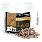 Deck Screws #10 x 3-1/2’’, T25 Star Torx Drive Flat Head Wood Screws, Brown, 5lb