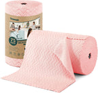 Microfiber Cleaning Cloths Roll, 75 Pack Tear Away Microfiber Towels Roll, 12" x 12" Lint Free Rags, Reusable Cleaning Cloths, Washable, Scratch Free,Ultra Absorbent Dish Rags(Pink Ripple)
