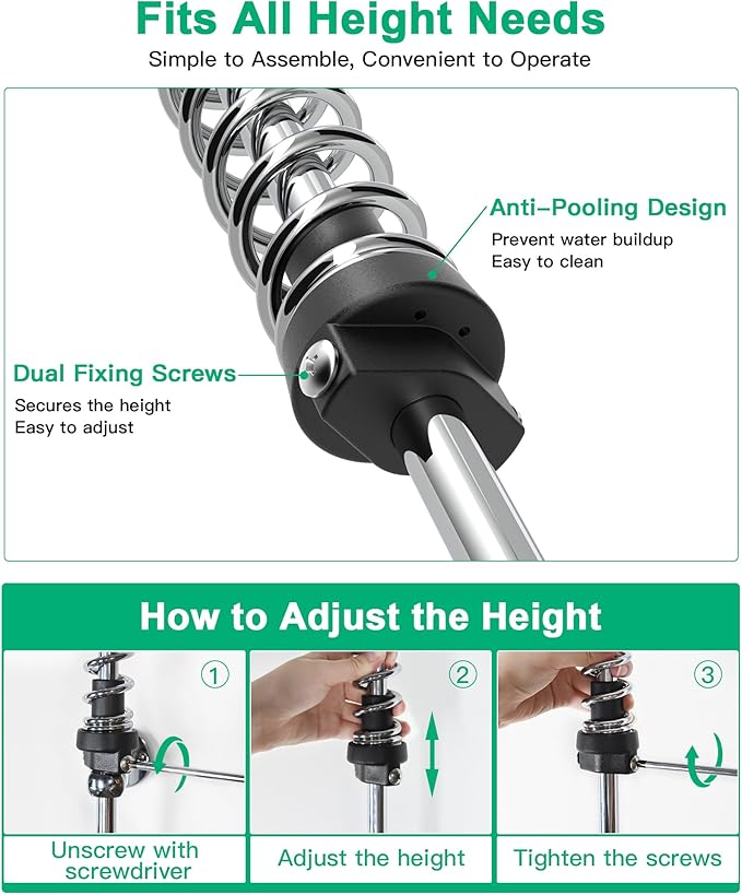 Commercial Sink Faucet with Pre-Rinse Sprayer -Height Adjustable (33-43 inch) Wall Mount Industrial Kitchen Faucet 8 inch Center with Pre-Rinse Sprayer and 12 Inch Swivel Spout