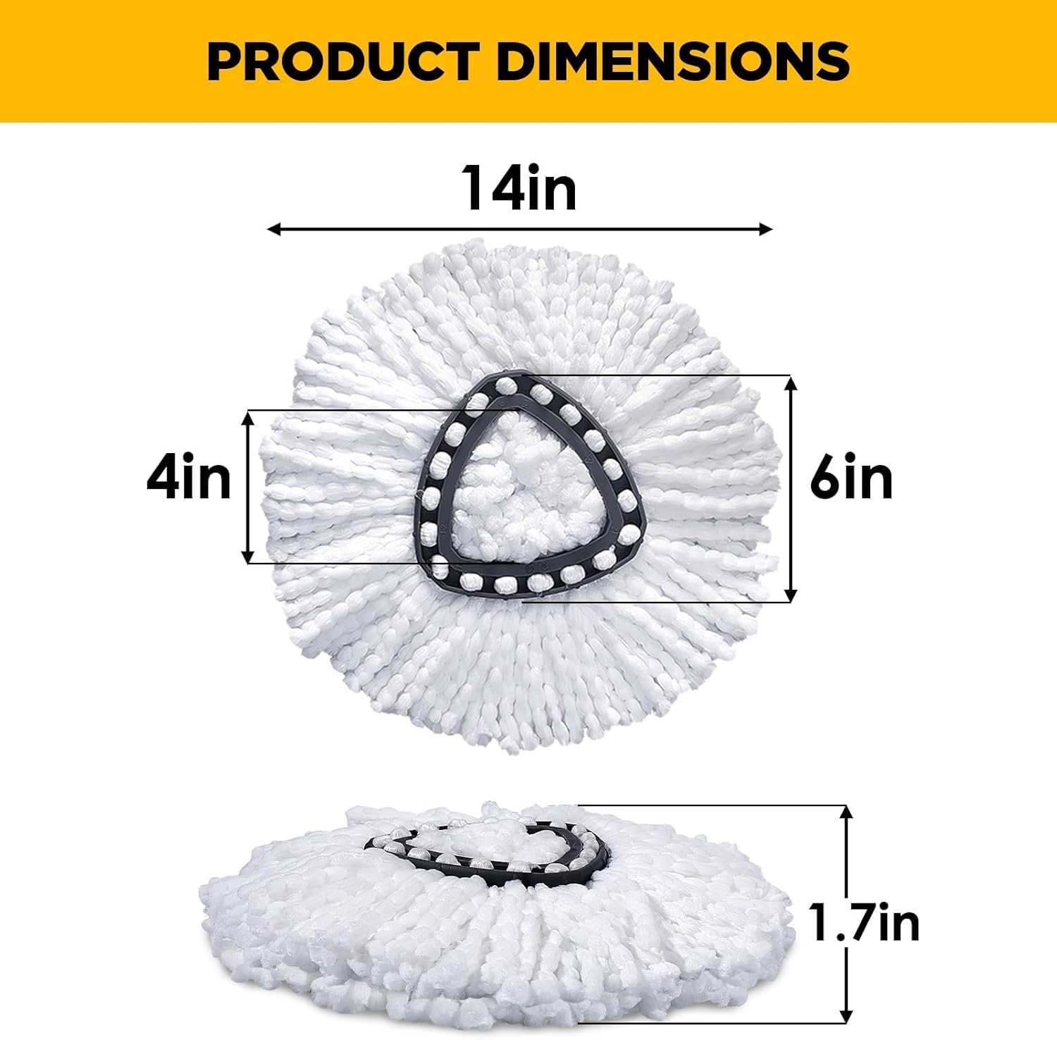 Mop Head Replacement for Ocedar Mop Heads Replacements, Spin Mop Refills with Premium Microfiber - Easy to Clean and Machine Washable, 6 Pack Replace Head