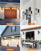 VIANIS Outdoor Wall Lights Dusk to Dawn, Large Exterior Light Fixture Wall Mount for House Front Porch Light, Black Anti-Rust Modern Outside Wall Sconces with Tempered Glass Shade for Garage