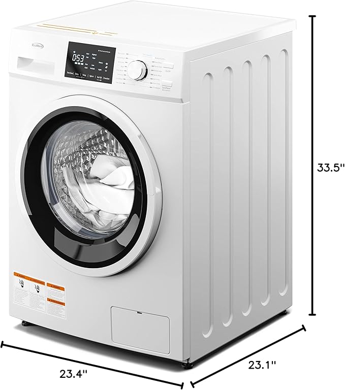 KoolMore FLW-3CWH Front Load Machine, 2.7 Cu. Ft, Space Saving Unit with 20-Minute Quick, 12 Washing Cycles, Quiet Inverter Motor [120V], Medium (24"), White