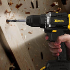 BOSI 20V Cordless Drill Driver Kit with Brushless Motor, 90Nm Max Torque, 2.0Ah Battery & Fast Charger, 20+1 Speed Control for Concrete/Metal/Wood, Electric Drill for Construction & DIY