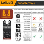 LEILUO 100 Pcs Multitool Blades Japanese Teeth Fast Cutting Oscillating Tool Blades CRV Material Oscillating Saw Blades Universal Accessories with Storage Bag Fit DeWalt Milwaukee Makita and More