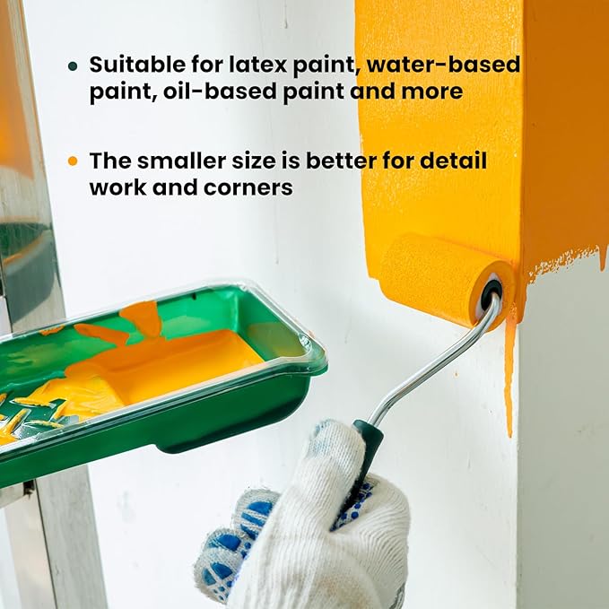 Foam Paint Roller, 2 Inch 10 Pack Small Paint Roller Kit with High-Density Foam Paint Roller, Paint Tray, Paint Tray Liner, Roller Frame, Mini Paint Roller for Painting Corners