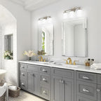 Brushed Nickel Bathroom Light Fixtures,3-Light Nickel Vanity Lights, Bathroom Lights Over Mirror,Modern Wall Sconces with Frosted Glass Shades for Bathroom,Living Room