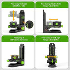 Huepar Laser Level 360 Self Leveling, 16 Lines High Accuracy ±1/9" Green Laser Level with Remote Control, 4x360 Cross Line Tiling Floor Laser Tool, 4D for Construction 904DG