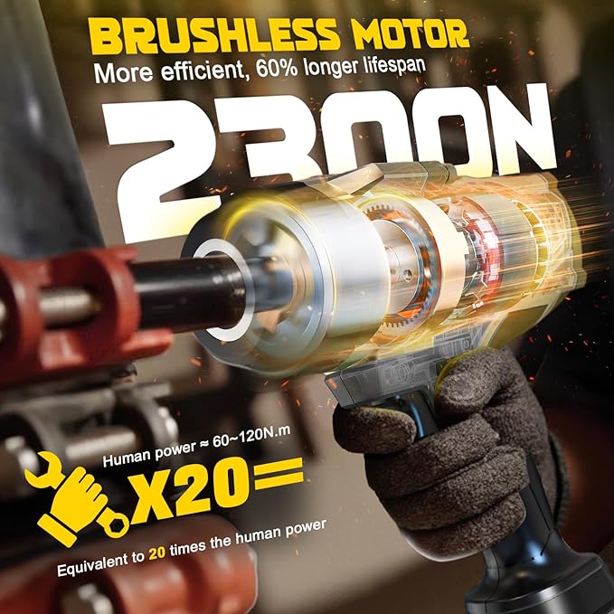 Cordless Impact Wrench 1/2 inch Compatible with Dewalt 20v Battery, 1700 Ft-lbs High Torque Impact Driver with 6Pcs Sockets & Storage Case, Electric Impact Gun with 4-Speed & LED Light