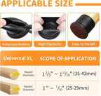 Ezprotekt 24 Pcs Extra Large Chair Leg Floor Protectors for Hardwood Floors, Felt Furniture Pads Covers, Floor Protectors for Chair, Round Bar Stool Leg Protectors Caps (XL Fit: 1.4"-1.65", Black)