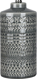 Modern Ceramic Table Lamp, 24.5" Living Room Lamps 3-Way Dimmable Gray Nightstand Lamp with White Shade|Tall Bedside Lamp Desk Decor Lamps for Bedrooms Farmhouse Office End Table Lamps(Bulb Included)