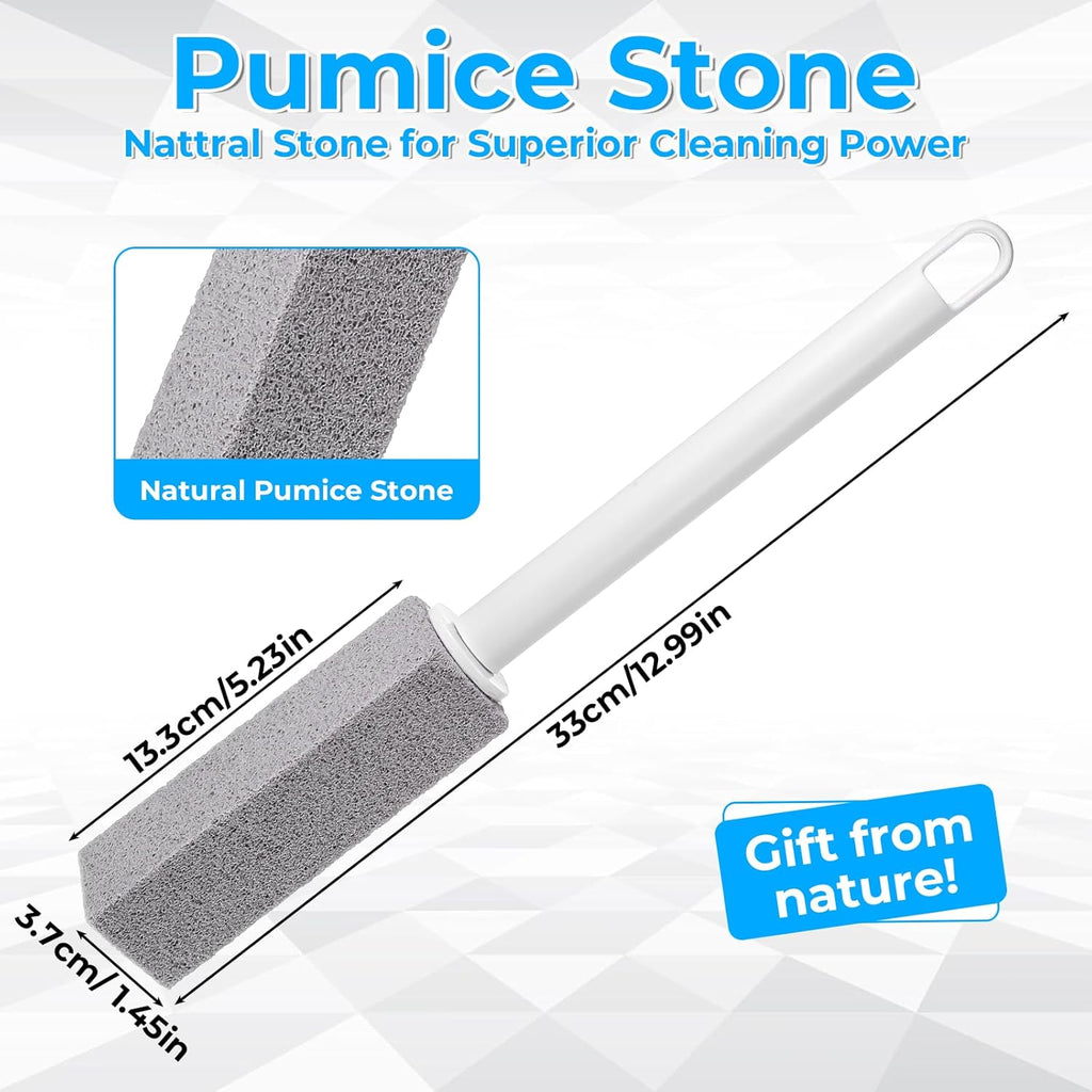 Pumice Stone Toilet Bowl Cleaner, 12Pcs Toilet Pumice Stone with 2pcs 13inch Extra Long Handle for Toilets, Bathroom, Kitchen, Sink, Pool, Tile, Grill
