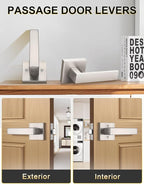 8 Pack Brushed Nickel Passage Door Levers Interior Door Handles, Heavy Duty Closet Hallway Door Handle Sets