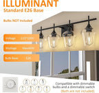 Vanity Bathroom Light, 4-Light Bathroom Light Fixtures Over Mirror, Black Vanity Lights for Bathroom with Clear Glass, Modern Wall Lamp for Cabinet Hallway, Bedroom