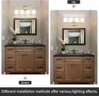 Gold Bathroom Light Fixtures, 4-Light Modern Vanity Light Over Mirror, Wall Sconces with Milky White Frosted Glass Shades, E26 Socket (Bulbs Not Included)