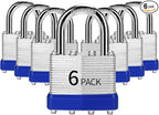 Padlocks Keyed Alike, Pack of 6, Laminated Steel Keyed Lock (1-9/16", 40mm), Padlocks with Same Key, Normal Shackle, for Toolbox, Locker & StorageUnit or More