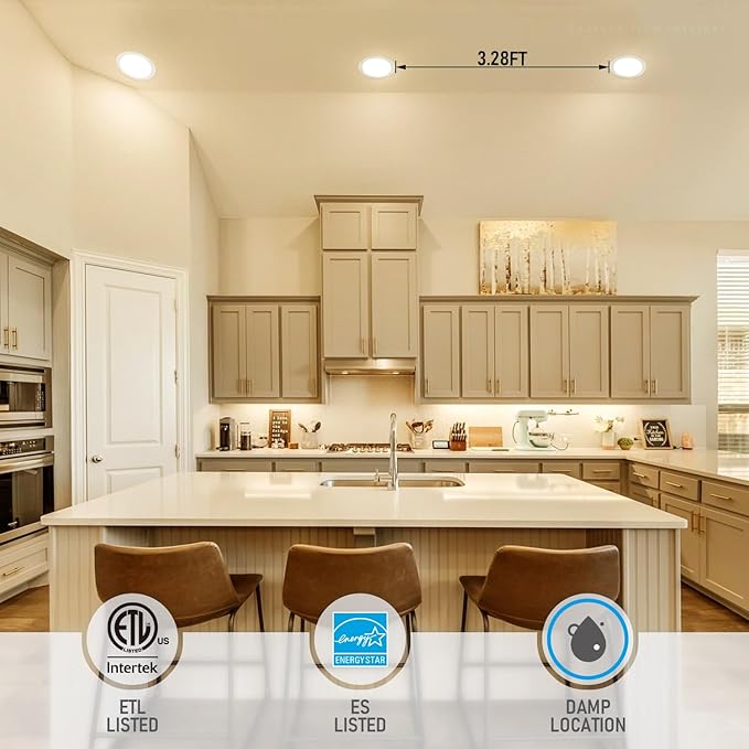 TORCHSTAR Basic Series 12-Pack 8 Inch Ultra-Thin LED Recessed Lighting with Junction Box, Aluminum, 3000K Warm White, 5%-100% Dimmable Slim Recessed Downlight, 18W 1440LM, ETL and Energy Star