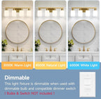 Brushed Gold Bathroom Vanity Light,4-Light Bathroom Light Fixtures with Square Frosted Glass,Gold Bathroom Wall Lamp Sconces for Mirror Bedroom,Living Room Hallway,E26