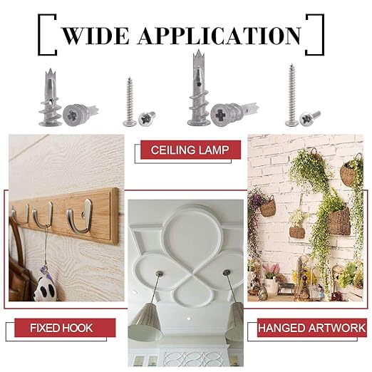 Hilitchi 112-Pieces Large Small Zinc Self Drilling Drywall/Hollow-Wall Anchor Assortment Kit