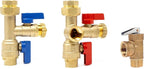 3/4 inch IPS Isolator Tankless Water Heater Service Valve Kit – 3/4'' FNPT X FNPT Thread Brass Isolation Set with Pressure Relief Valve | Pipe Fittings, Supplies & Spare Parts