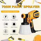 Paint Sprayer, 700W HVLP Spray Gun with Cleaning & Blowing Joints, 4 Nozzles and 3 Patterns, Easy to Clean, for Furniture, Cabinets, Fence, Walls, Door, Garden Chairs etc. VF803