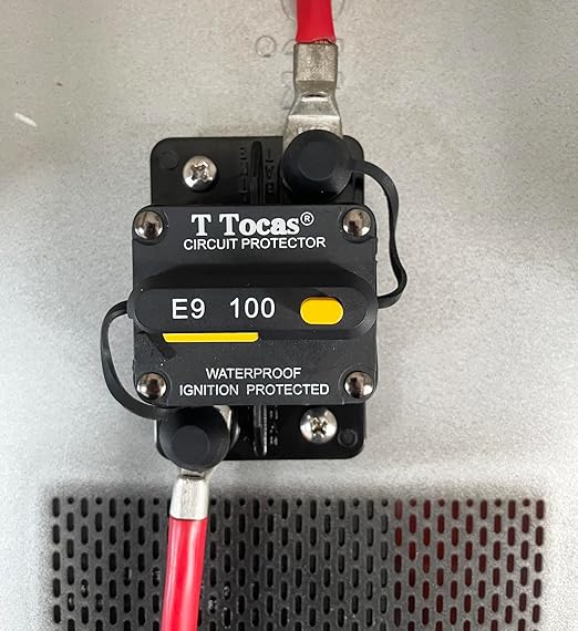 E9 100 Amp Circuit Breaker with Manual Reset | UL Certified Waterproof IP67 DC12V - 48V 100A Switchable Surface Mount