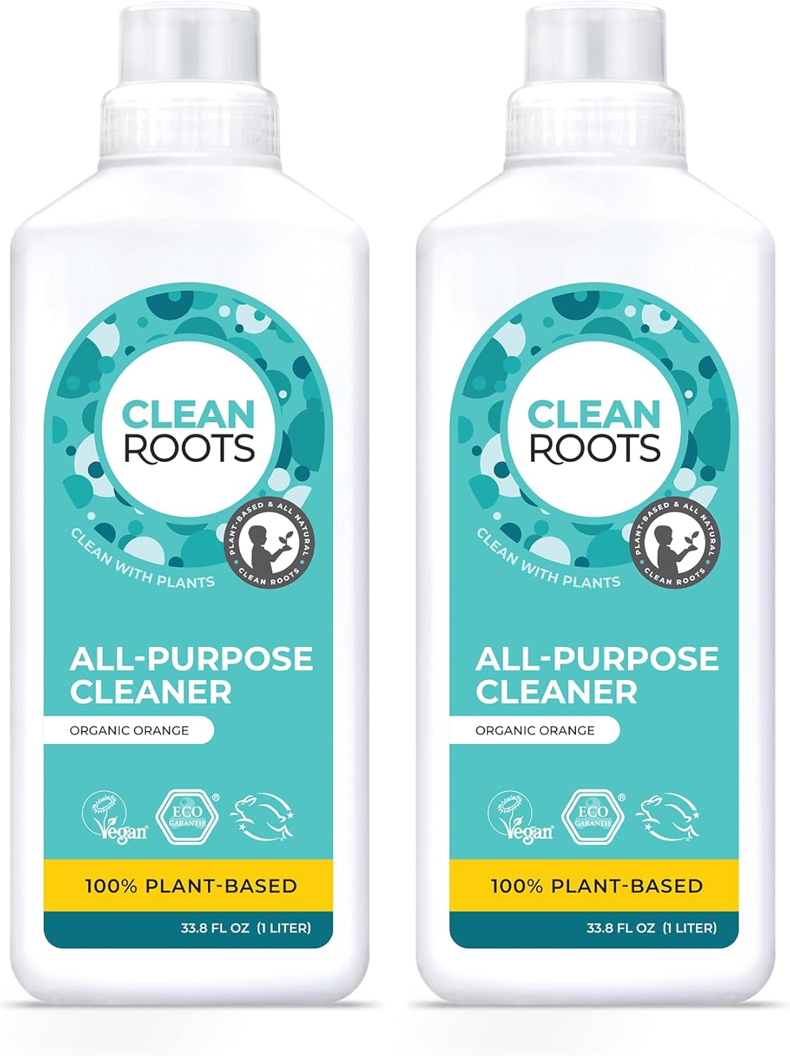 All-Purpose Cleaner – EcoGarantie Certified, 100% Plant-Based Formula, Made with Organic Ingredients, Scented with Organic Orange Essential Oil – 33.8 fl oz (1 L), Pack of 2