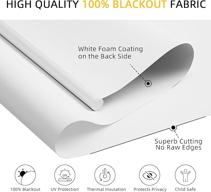 ChrisDowa Cordless Blackout Roller Shades for Windows, Thermal Insulated UV Protection Pull Down Shades, Total Blackout Window Blinds for Home, Office, Bedroom, Door (31" W x 72" H, White)