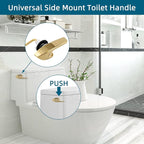 2Pack Universal Side Mount Toilet Handle Replacement Kit Compatible with Kohler K-GP30324-CP/Glacier Bay Toilet with Flapper Chains, Metal Toilet Flusher Lever, Shiny Gold