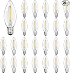 C26 LED Replacement Bulbs, 25 Pack Electric Candle Lamp Light Bulbs, E12 Candelabra Bulb for Window Candles, Chandeliers, Ceiling Fan, Night Light, 2700K Warm White