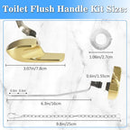 Toilet Handle Replacement Kit, Universal Side Mount Toilet Tank Flush Lever with Stainless Steel Flapper Chains Compatible with Kohler K-87115 Trip Lever, Polished/Shiny Gold