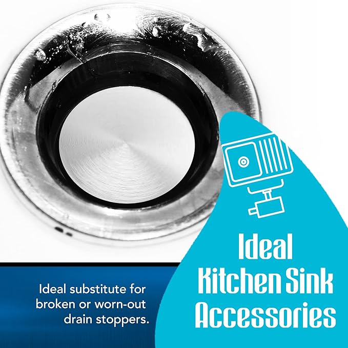 Twist Waste Drain Valve Plunger with O Ring, Valve Drain Stopper for 3-Tier Sink Twist Waste Drain, Must-Have Replacement Accessory for 3 Compartment Sink Repair.