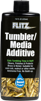 Flitz Tumbler Media Additive - 7.6oz Bottle of USA-Made Brass Cleaner Reloading Liquid for Ammo, Copper, & All Metals - Ammonia-Free Tumbling Polish to Remove Oxidation, Powder Residue (1 Pack)