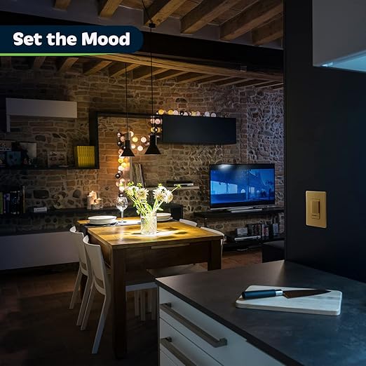 TOPGREENER Dimmer Switch with Light Adjustment Slider, Single Pole or 3 Way, 150W LED, 600W Incandescent/Halogen, 120V 60Hz, UL Listed, TGDMDS-120-GD, Gold