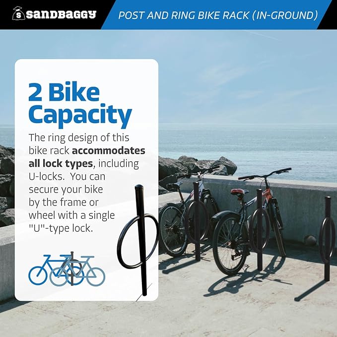 Sandbaggy Post and Ring Bike Rack - Commercial Outdoor Bike Parking Racks (In-Ground, 20)