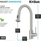 KRAUS Bolden Motion Sensor Single Handle Pull Down Touchless Kitchen Faucet in Spot-Free Stainless Steel, KSF-1616SFS