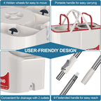 Gen 1 Large-Capacity Spin Mop and Bucket – for Big Homes & Deep Cleaning Days,4-Chamber System Separates Dirty & Clean Water, 2-GAL Heavy-Duty Design with Wheels & 6 Refill Mop Heads - White/Red