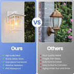 Outdoor Wall Lantern, Exterior Lighting Fixtures Wall Mount, 2 Pack White Outdoor Sconces with Seeded Glass, Exterior Porch/Patio Lights for House Front Door Garage