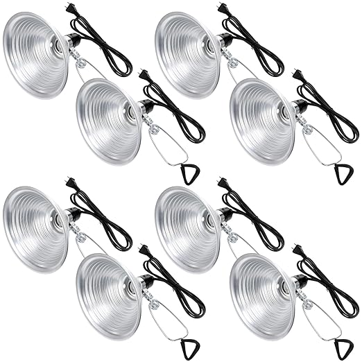 Macarrie 8 Pack Clamp Lamp Light with Aluminum Reflector, 6ft SPT-2 18awg Cord and Adjustable Stand Fixture, up to 150 Watt, E26 Socket, No Bulb(8.5 Inch)