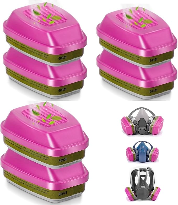 3Pair 60926 Filters, Respirator Filter 60926 Cartridges Against Organic Vapor, Acid Gases, Ammonia Methylamine, Formaldehyde, Dust Used in 6200 6502 6800 Series Respirator Mask