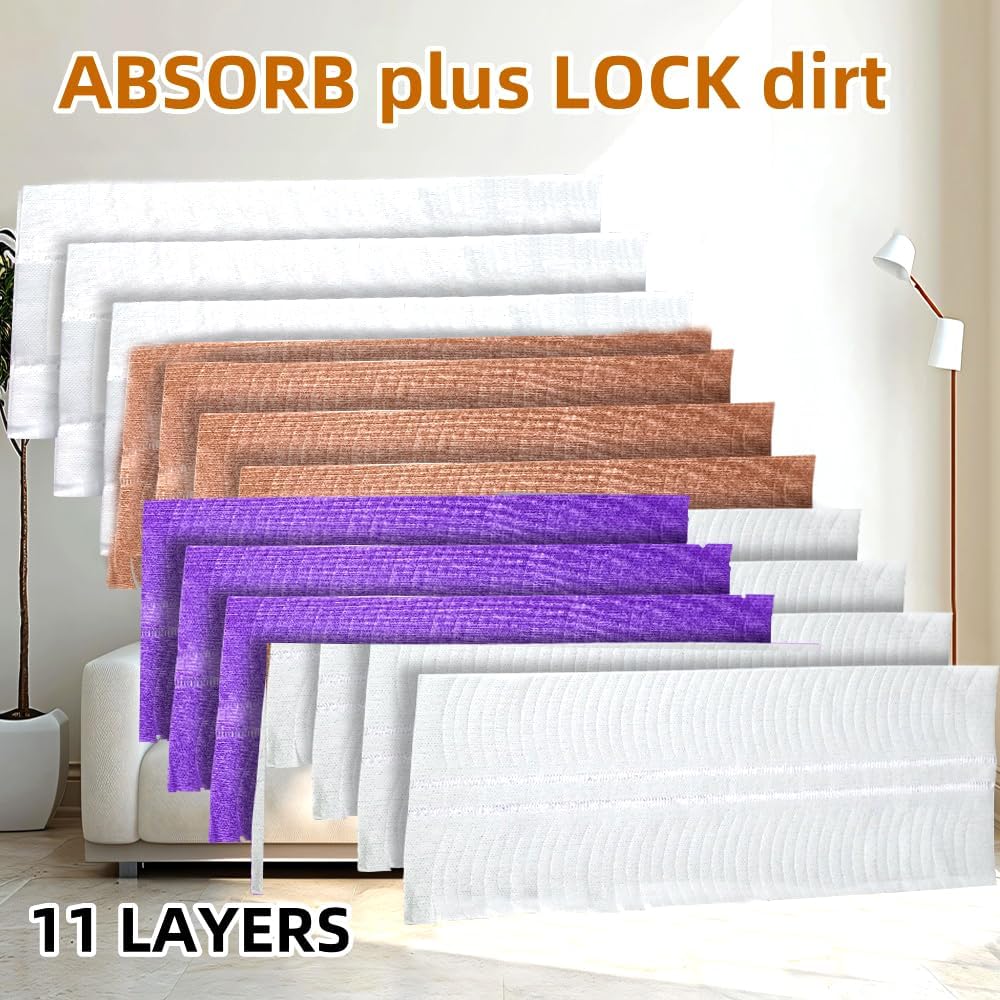 Disposable Mopping Pad Refills for PowerMop Multi-Surface,Wood Mopping Pad Refills for Floor Cleaning, 10 Count (Purple 5+Brown 5)