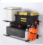 2 Pack Garage Wall Mounted Shelf, 27.6" x 11.4" Heavy Duty Wall Storage Shelves for Garage, Workshop, Laundry Room and Kitchen, Max Load 50 lbs (Black,2 Pack)