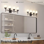 Bathroom Light Fixtures 4-Light Bathrom Vanity Lightings with White Frosted Glass Shade, Oil Rubbed Bronze Wall Lamps Over Mirror T001ORB-L4