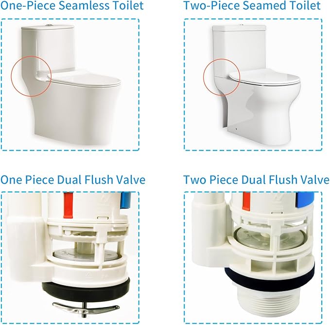 Toilet Flush Valve Replacement Kits with 1.49-Inch(38mm) Toilet Tank Button, Fits ToTo THU338N, Universal One-Piece Dual Flush WC Repair Parts, 2 Inches (8 Inches Height)