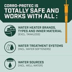 Corro-Protec Powered Anode Rod for Water Heater, 20-Year Warranty, Eliminates Rotten Egg/Sulfur Smell within 24 hours, Stops Corrosion and Reduces Limescale, Electrical Anode Rod Made of Titanium