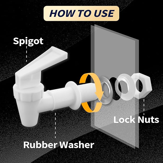 2 Pack Replacement Cooler Faucet Water Dispenser Tap Set BPA Free Plastic Spigot Water Beverage Lever Pour Dispenser Valve Water Crock Water Tap（2 White）
