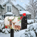 Xmas Deer Mailbox Covers Magnetic Large Size Winter Floral Mailbox Wraps 21x25.5 Inch Oversized Christmas Deer Post Box Cover Outside Decorations for Garden Yard