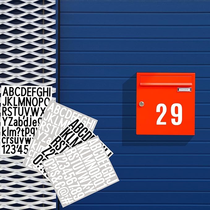 10 Sheets Vinyl Letter Number Stickers, Self-Adhesive Alphabet Stickers, Waterproof Mailbox Number Sticker Letters for Mailboxes,Door,Cars,Boats, Address Signs (White, 1.5 inch)