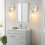 Wall Sconces 2 Pack Modern Vanity Light Fixtures for Bathroom Nickel Wall Mount Lighting Lamp Hardwired Farmhouse Wall Lights with 6 Inch Clear Glass Shade for Bedroom Living Room Mirror