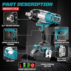 Cordless Impact Wrench 3/4 inch Compatible with Makita 18V Battery, Cerycose1850ft-lbs (2500N.m) Brushless Electric Impact Gun, High Torque Impact Driver, for Heavy-Duty Automotive & Industrial Tasks